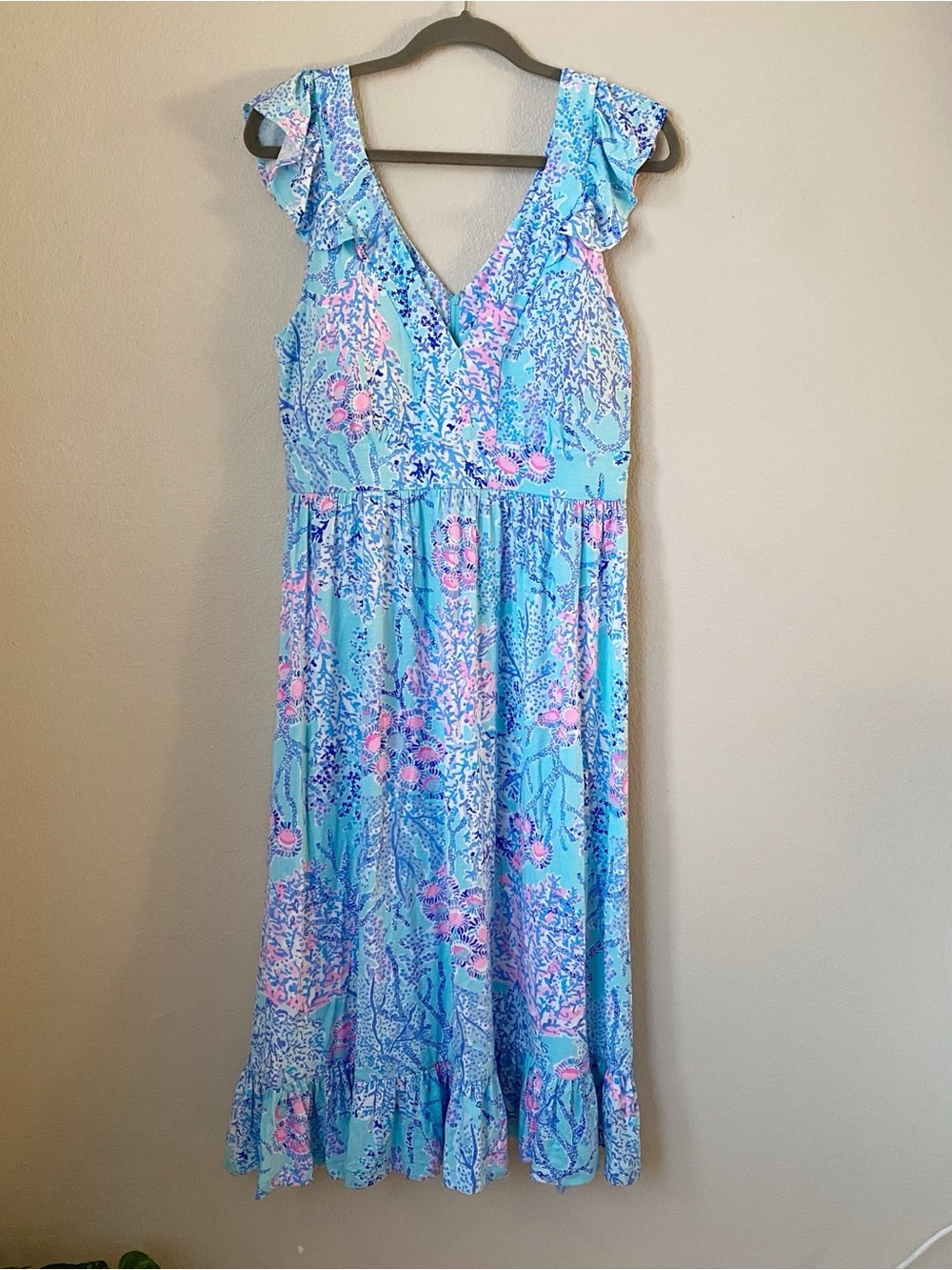Lilly Pulitzer Size 12 Vyra Midi Dress in Blue Ibiza Now You Sea Me - Picture 2 of 8